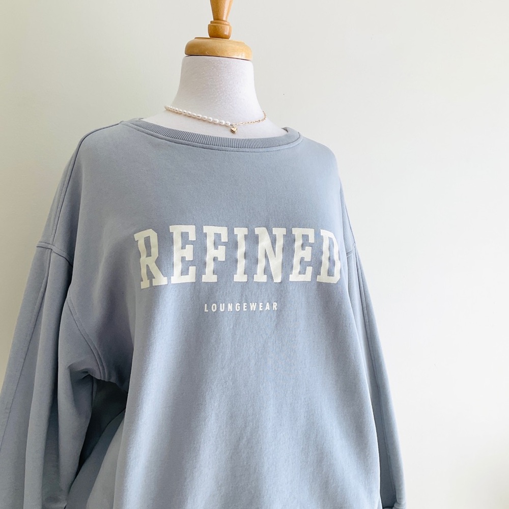 OAK + FORT Light Blue 'REFINED' Crewneck Sweatshirt - Picture 2 of 3